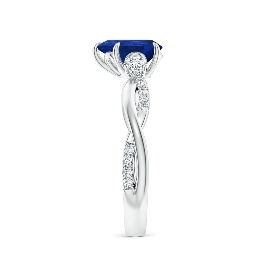 8x6mm AAA Three Stone Pear Blue Sapphire & Diamond Engagement Ring in White Gold side 299