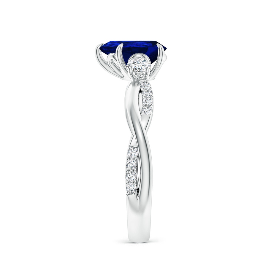 8x6mm Lab-Grown Three Stone Pear Blue Sapphire & Diamond Engagement Ring in 9K White Gold side 299
