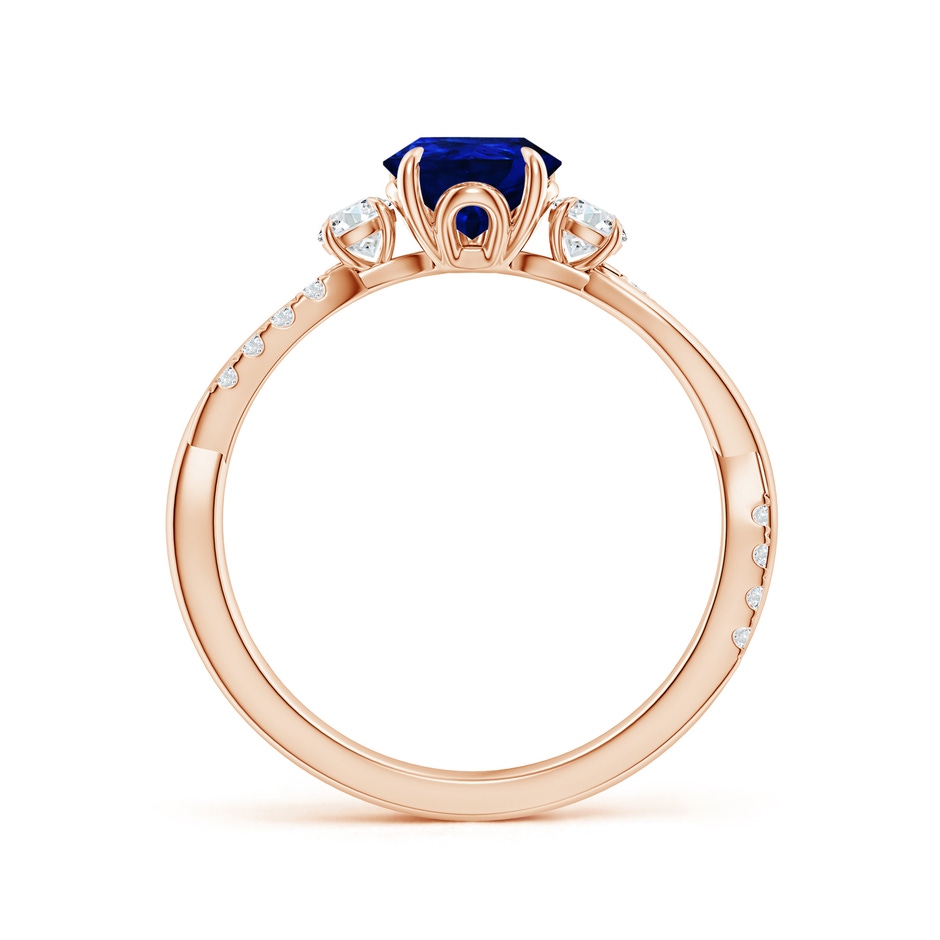 8x6mm AAAA Three Stone Pear Blue Sapphire & Diamond Engagement Ring in Rose Gold side 199
