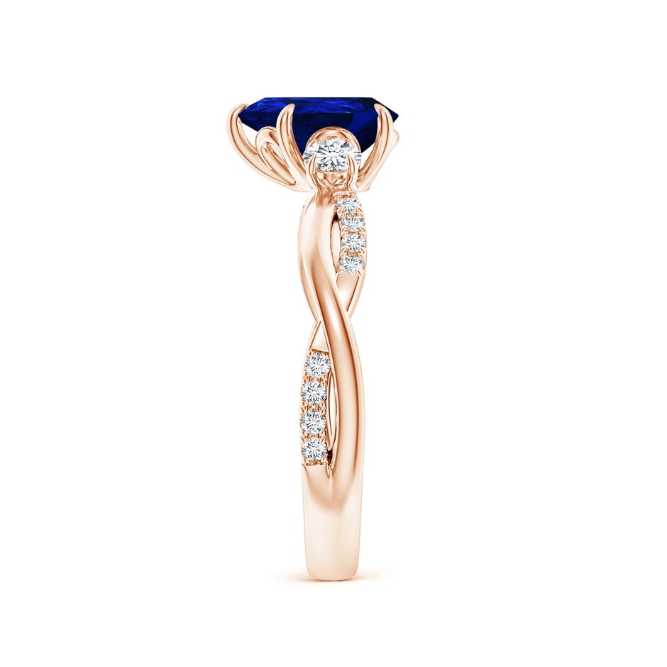 8x6mm AAAA Three Stone Pear Blue Sapphire & Diamond Engagement Ring in Rose Gold side 299