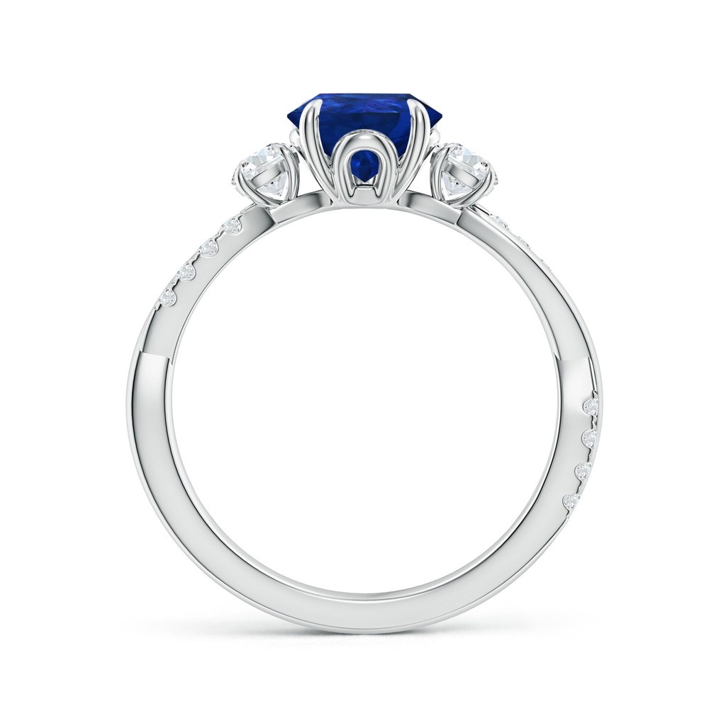 9x7mm AAA Three Stone Pear Blue Sapphire & Diamond Engagement Ring in White Gold - side 199