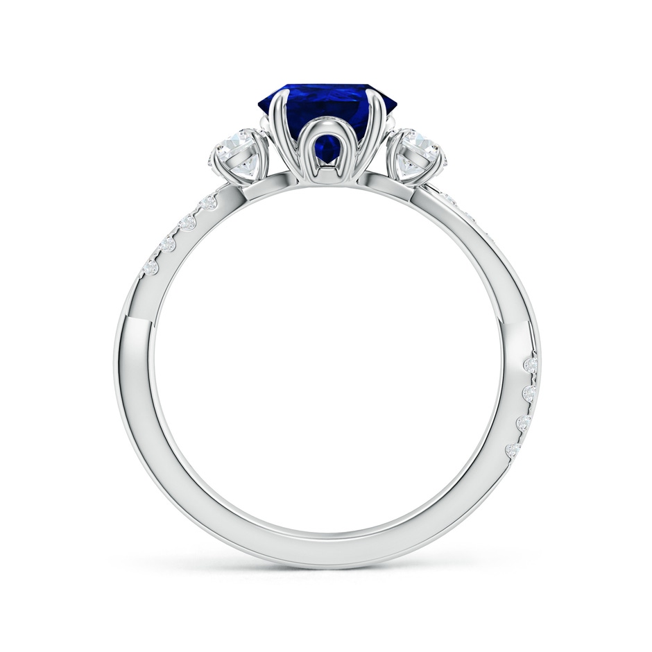 9x7mm Lab-Grown Three Stone Pear Blue Sapphire & Diamond Engagement Ring in White Gold side 199