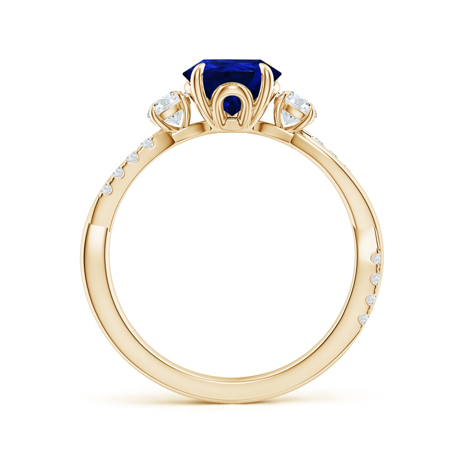 9x7mm Lab-Grown Three Stone Pear Blue Sapphire & Diamond Engagement Ring in Yellow Gold side 199