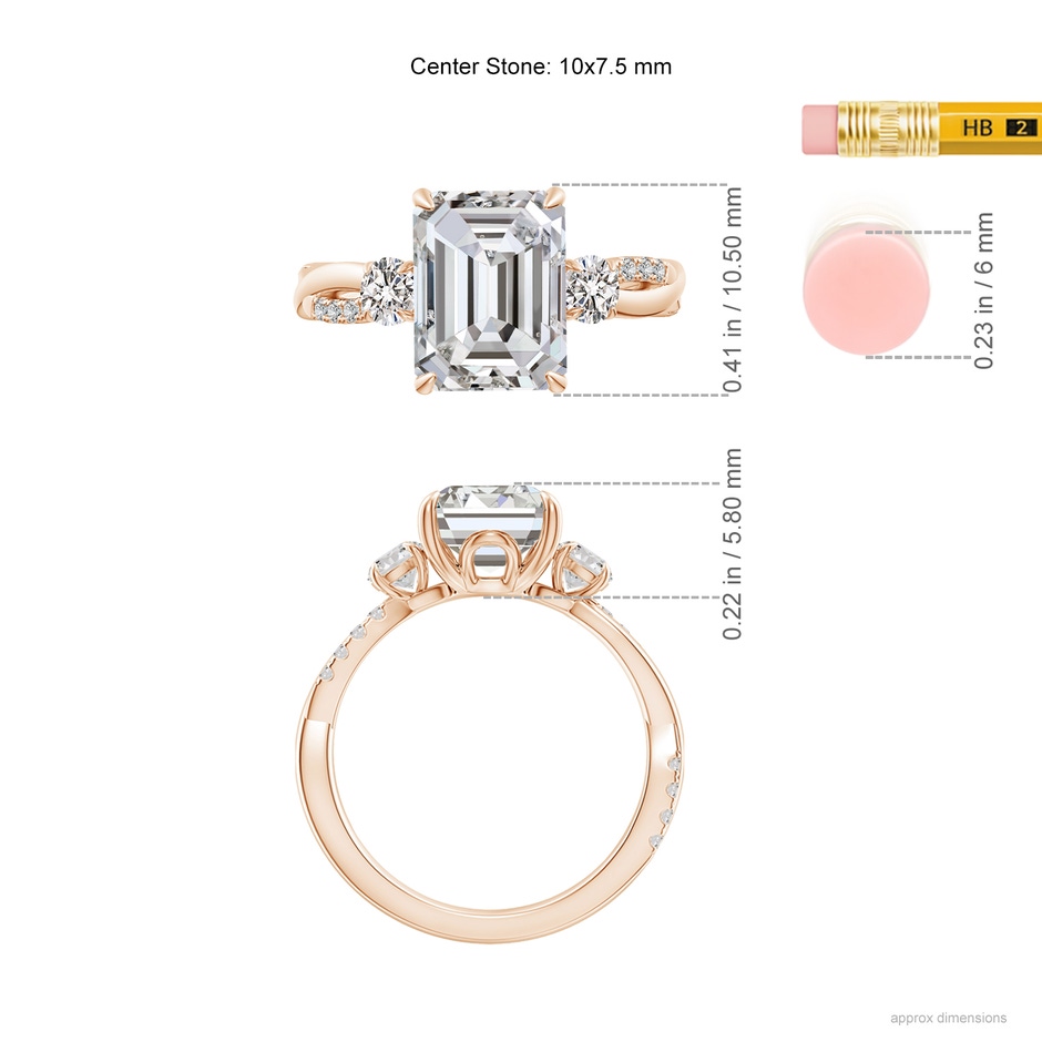 10x7.5mm IJI1I2 SR4543D-RGE-IJI1I2-10x7.5 in 18K Rose Gold ruler