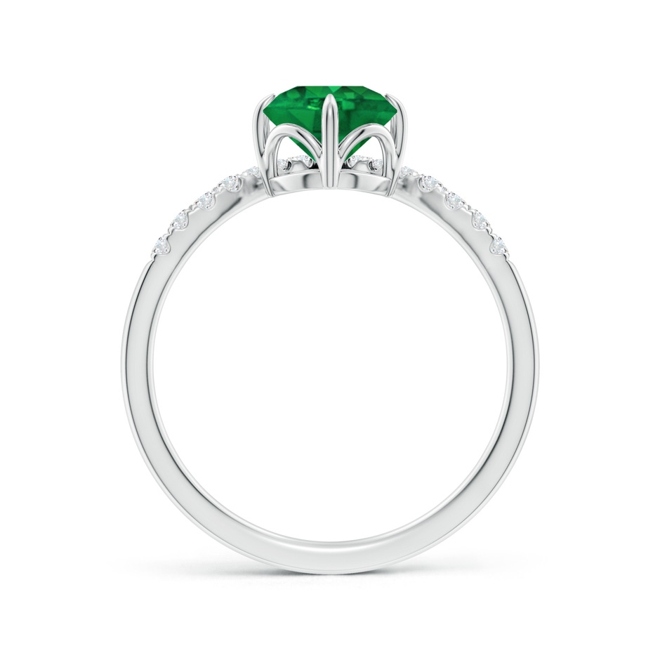 6.5mm AAA Round Emerald and Diamond Chevron Engagement Ring in White Gold side 199