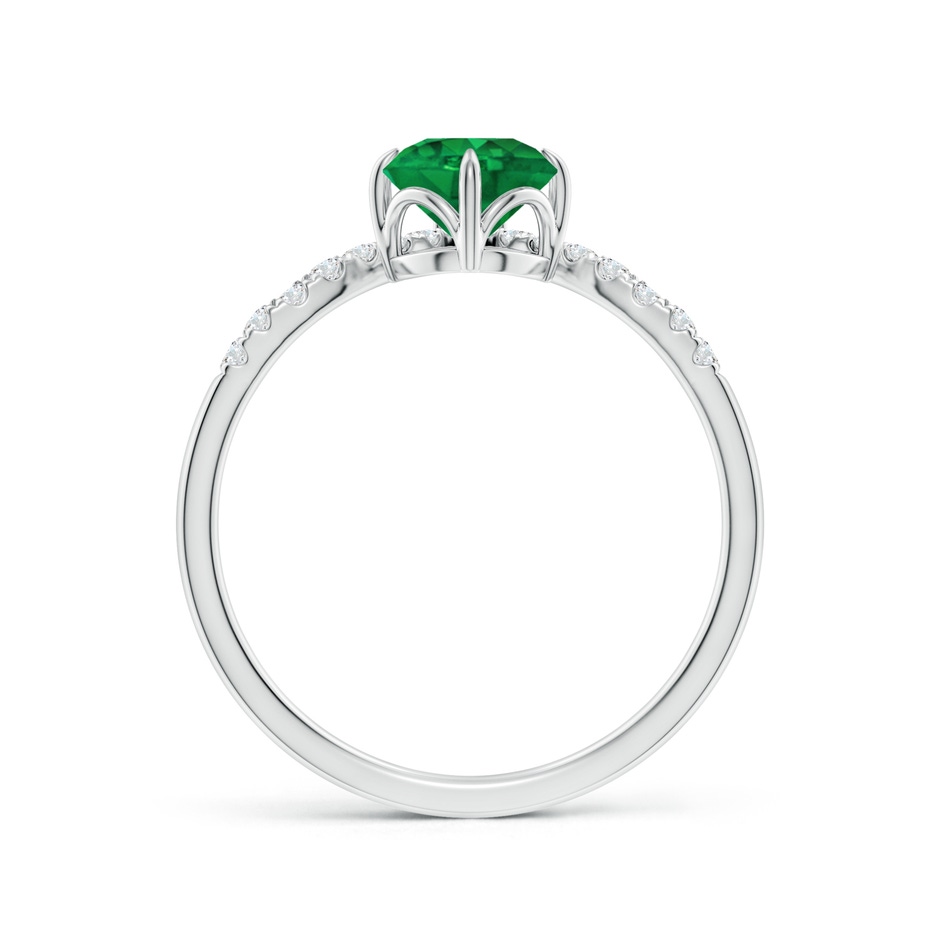 6mm AAA Round Emerald and Diamond Chevron Engagement Ring in White Gold side 199