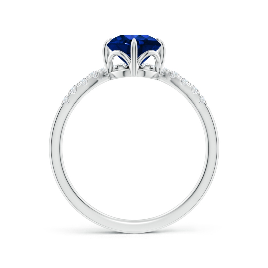 6.5mm Lab-Grown Round Blue Sapphire and Diamond Chevron Engagement Ring in White Gold side 199