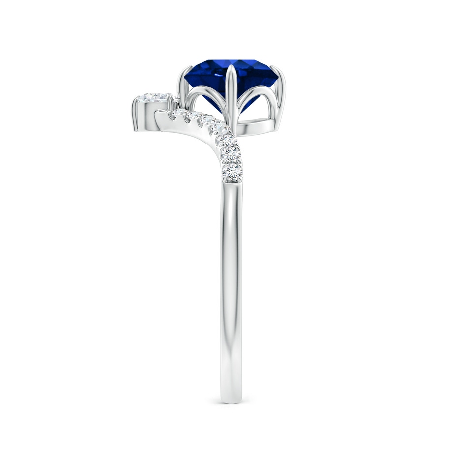 6.5mm Lab-Grown Round Blue Sapphire and Diamond Chevron Engagement Ring in White Gold side 299