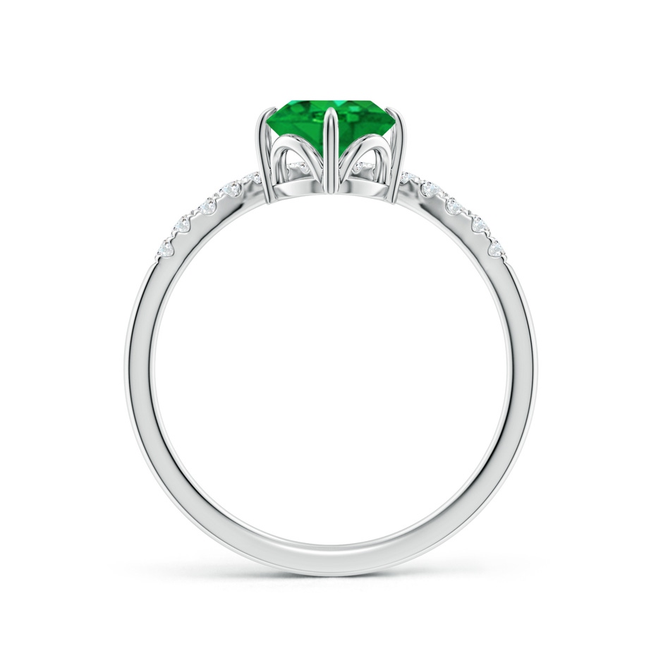 8x6mm AAA Oval Emerald and Diamond Chevron Engagement Ring in White Gold side 199