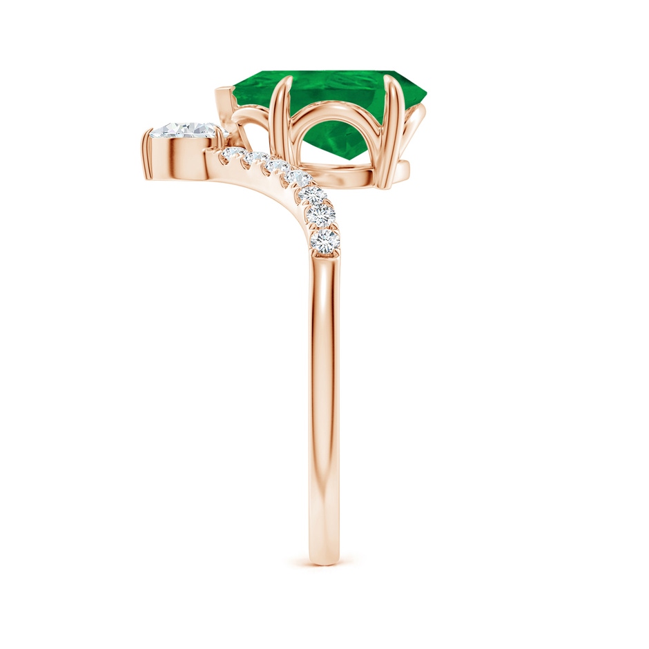 10x8mm AA Pear Emerald and Diamond Chevron Engagement Ring in Rose Gold side 299