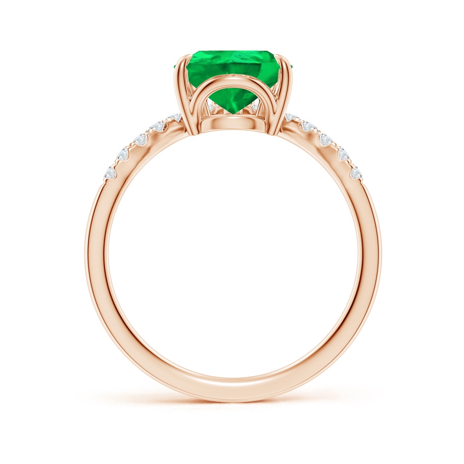 10x8mm AAA Pear Emerald and Diamond Chevron Engagement Ring in Rose Gold side 199