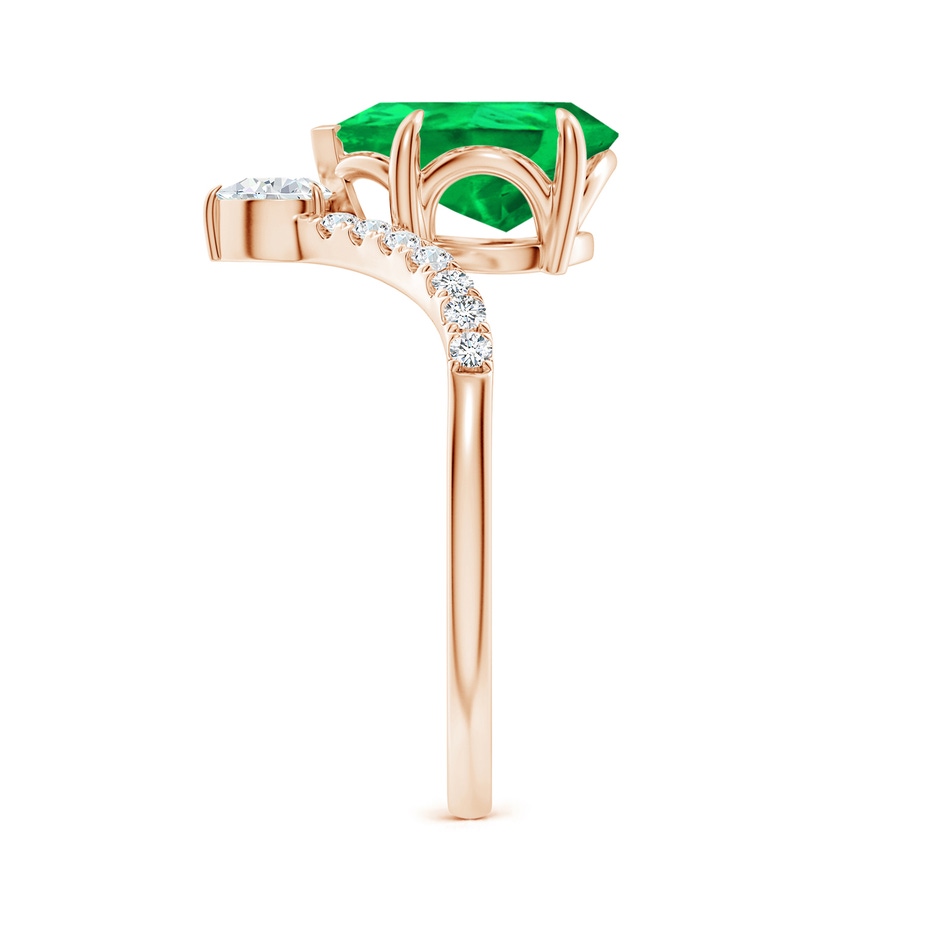 10x8mm AAA Pear Emerald and Diamond Chevron Engagement Ring in Rose Gold side 299