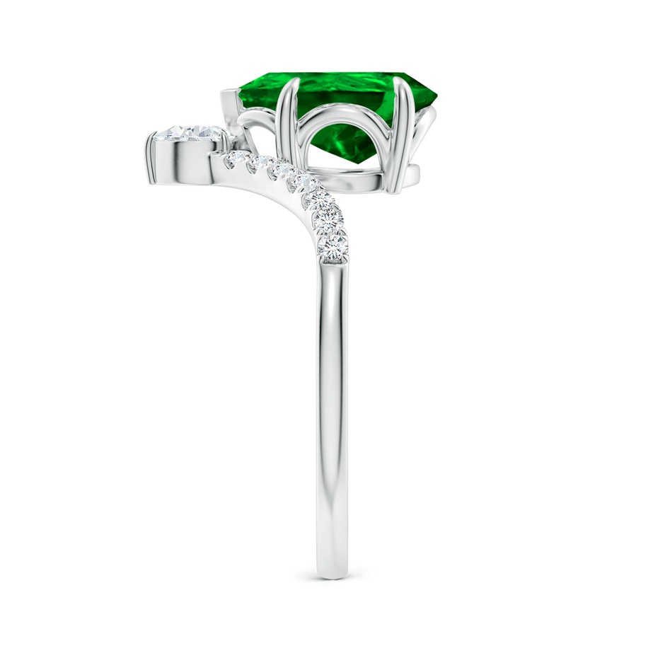 10x8mm AAAA Pear Emerald and Diamond Chevron Engagement Ring in P950 Platinum side 299