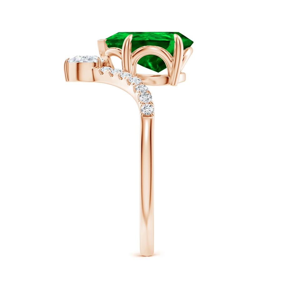 10x8mm AAAA Pear Emerald and Diamond Chevron Engagement Ring in Rose Gold side 299