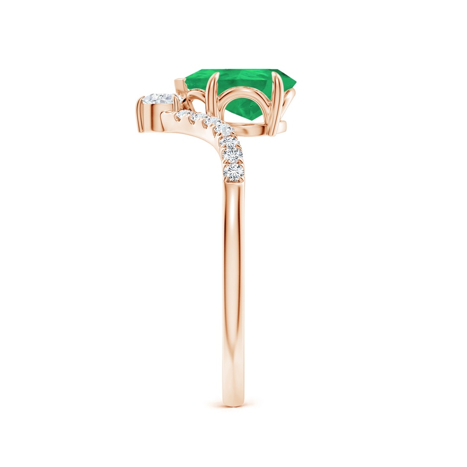 8x6mm A Pear Emerald and Diamond Chevron Engagement Ring in Rose Gold side 299