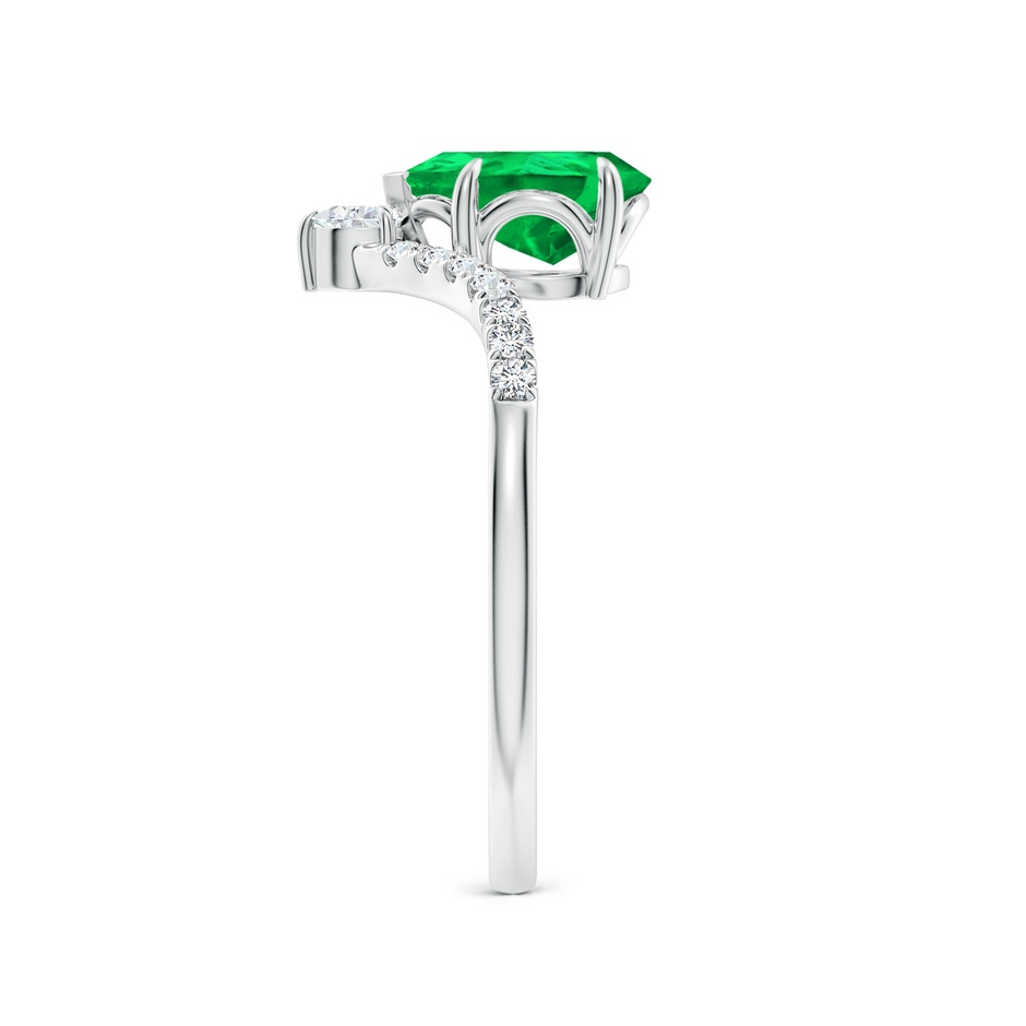 8x6mm AAA Pear Emerald and Diamond Chevron Engagement Ring in P950 Platinum side 299