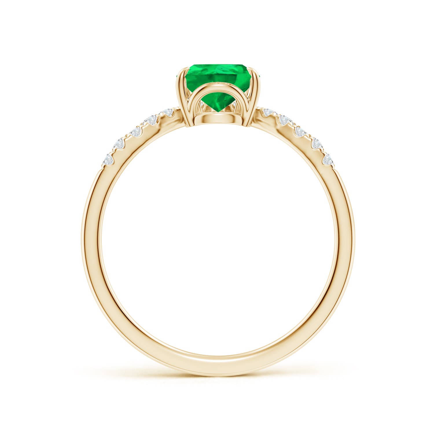 8x6mm AAA Pear Emerald and Diamond Chevron Engagement Ring in Yellow Gold