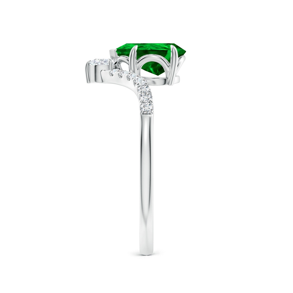 8x6mm AAAA Pear Emerald and Diamond Chevron Engagement Ring in P950 Platinum side 299