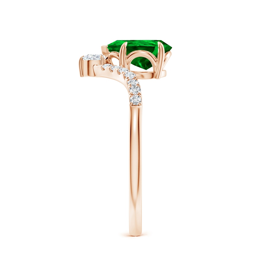 8x6mm AAAA Pear Emerald and Diamond Chevron Engagement Ring in Rose Gold side 299