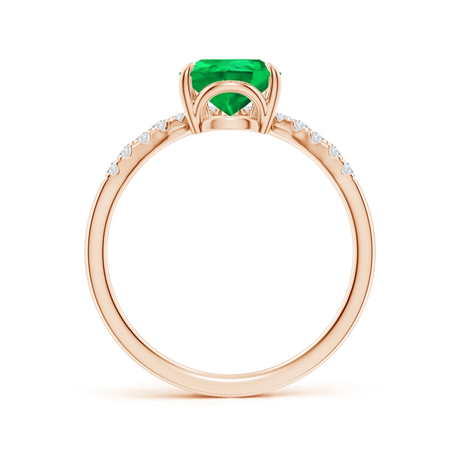 9x7mm AAA Pear Emerald and Diamond Chevron Engagement Ring in Rose Gold side 199