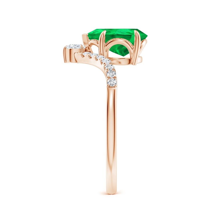 9x7mm AAA Pear Emerald and Diamond Chevron Engagement Ring in Rose Gold side 299