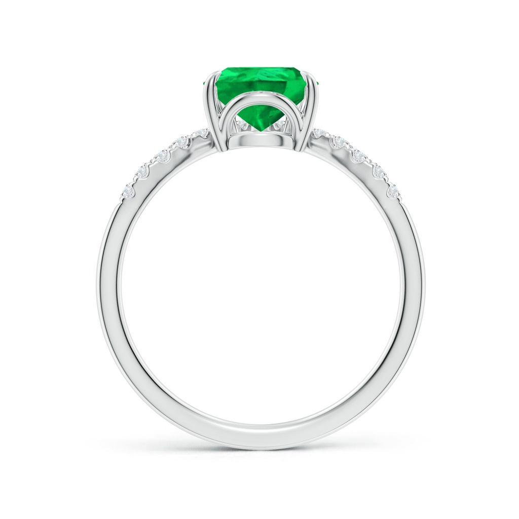 9x7mm AAA Pear Emerald and Diamond Chevron Engagement Ring in White Gold - side 199