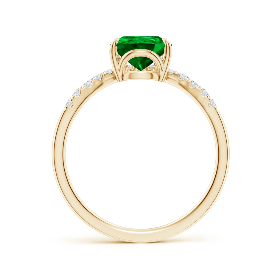 9x7mm AAAA Pear Emerald and Diamond Chevron Engagement Ring in Yellow Gold side 199