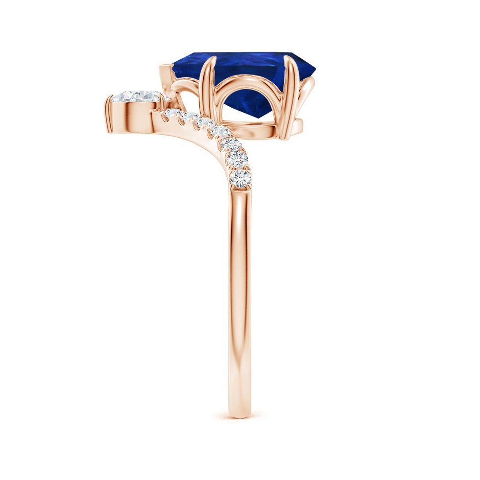 10x8mm AAA Pear Blue Sapphire and Diamond Chevron Engagement Ring in Rose Gold side 299
