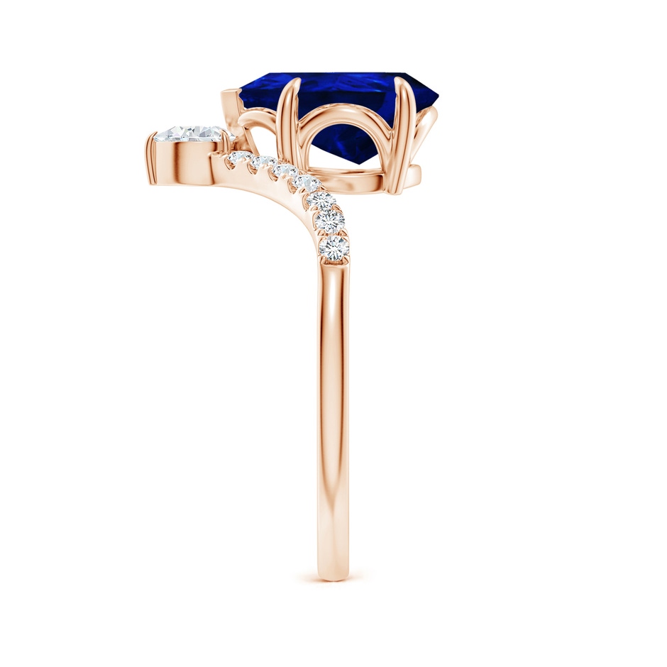 10x8mm Lab-Grown Pear Blue Sapphire and Diamond Chevron Engagement Ring in 18K Rose Gold side 299