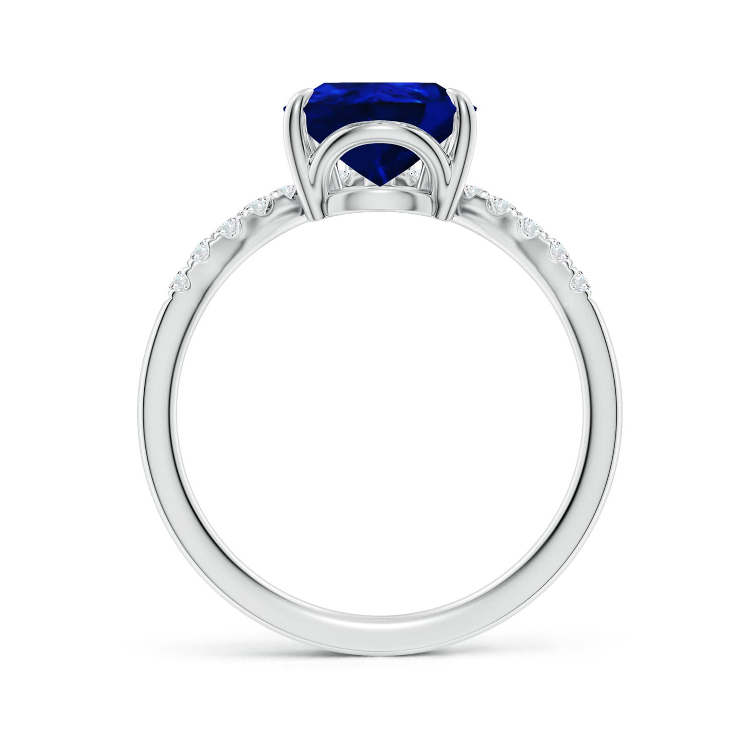 10x8mm AAAA Pear Blue Sapphire and Diamond Chevron Engagement Ring in White Gold - side 2