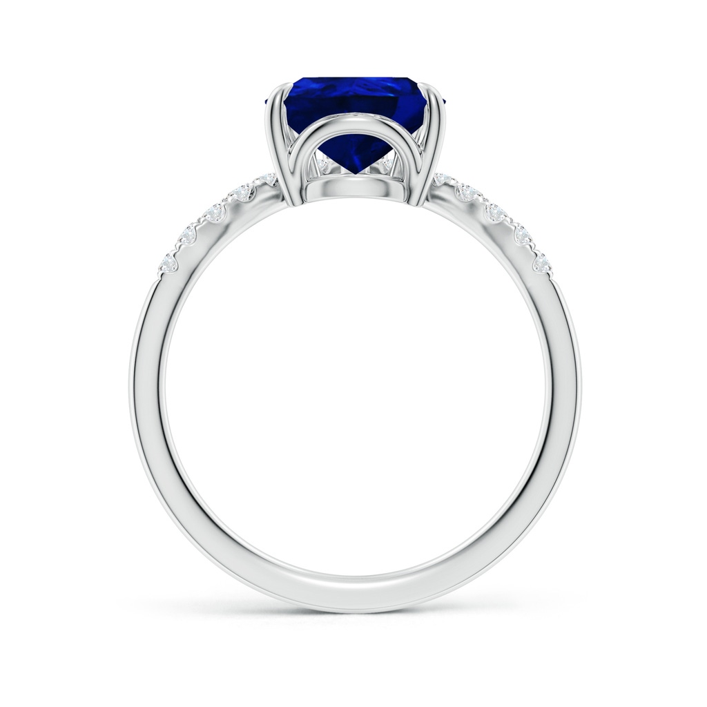 10x8mm Lab-Grown Pear Blue Sapphire and Diamond Chevron Engagement Ring in White Gold - side 199