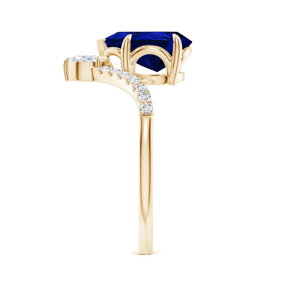 10x8mm Lab-Grown Pear Blue Sapphire and Diamond Chevron Engagement Ring in Yellow Gold side 299