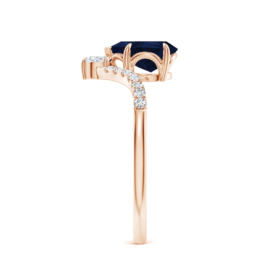 8x6mm A Pear Blue Sapphire and Diamond Chevron Engagement Ring in Rose Gold side 299