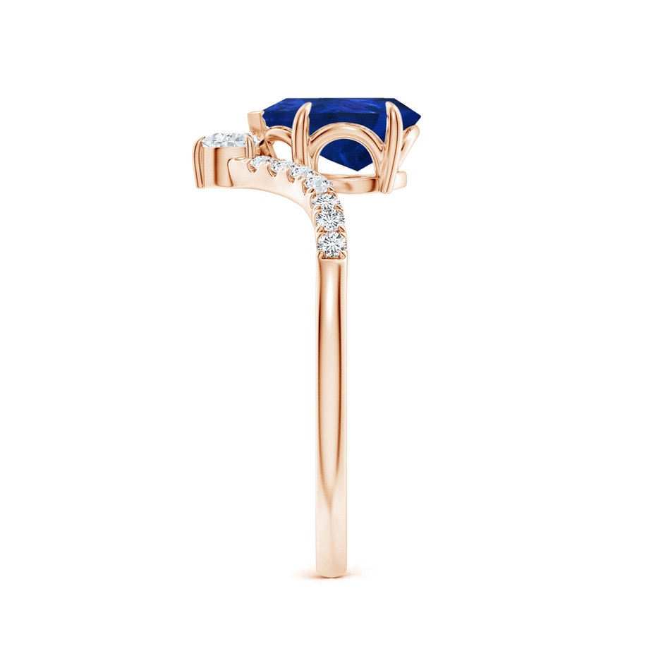 8x6mm AAA Pear Blue Sapphire and Diamond Chevron Engagement Ring in Rose Gold side 299