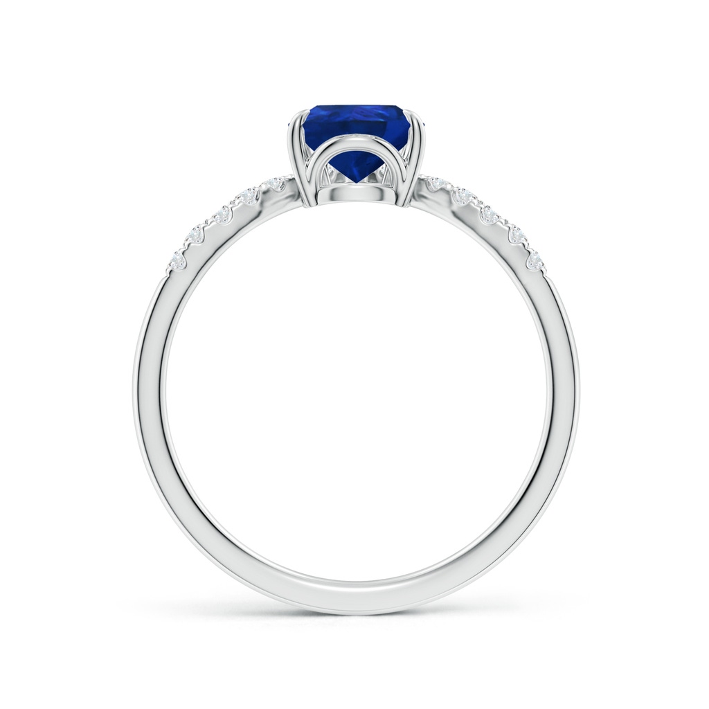 8x6mm AAA Pear Blue Sapphire and Diamond Chevron Engagement Ring in White Gold - side 199