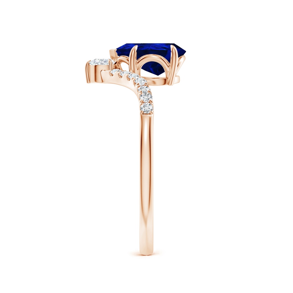 8x6mm AAAA Pear Blue Sapphire and Diamond Chevron Engagement Ring in Rose Gold side 299