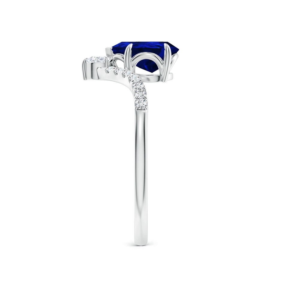 8x6mm AAAA Pear Blue Sapphire and Diamond Chevron Engagement Ring in White Gold side 299