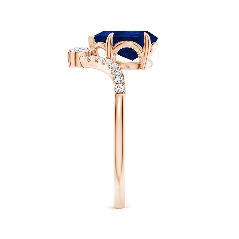 9x7mm AA Pear Blue Sapphire and Diamond Chevron Engagement Ring in Rose Gold side 299