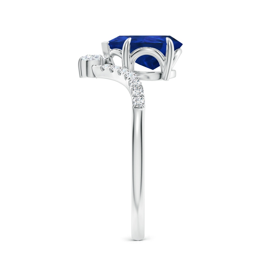 9x7mm AAA Pear Blue Sapphire and Diamond Chevron Engagement Ring in P950 Platinum side 299