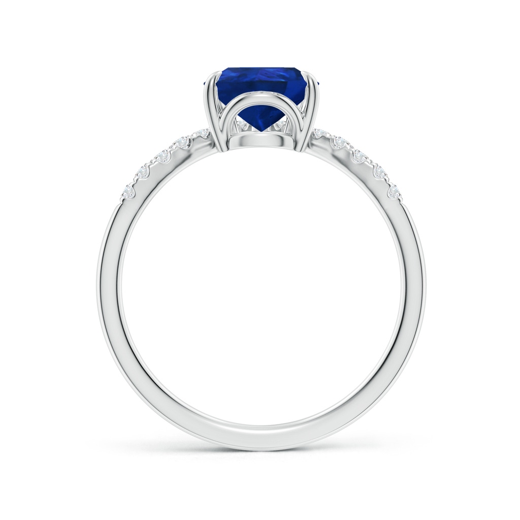 9x7mm AAA Pear Blue Sapphire and Diamond Chevron Engagement Ring in White Gold - side 199