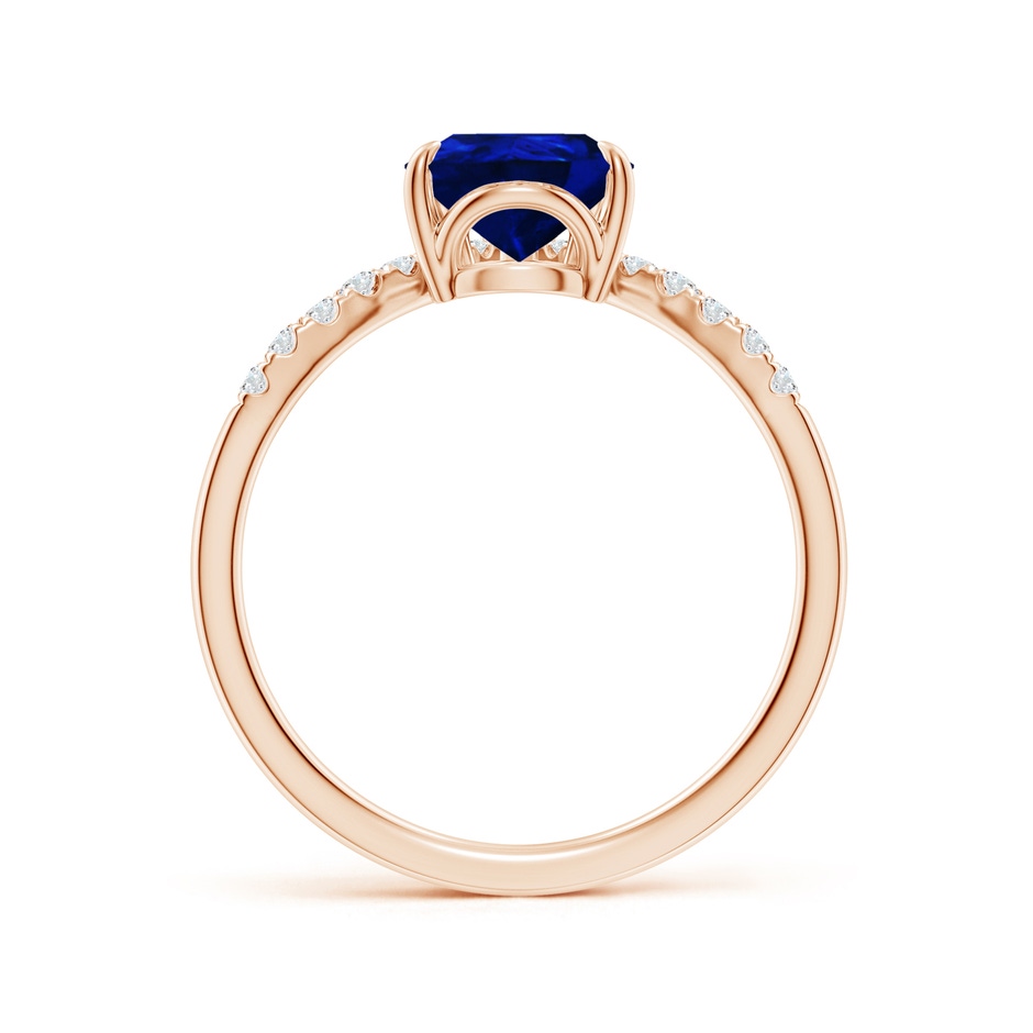 9x7mm AAAA Pear Blue Sapphire and Diamond Chevron Engagement Ring in Rose Gold side 199