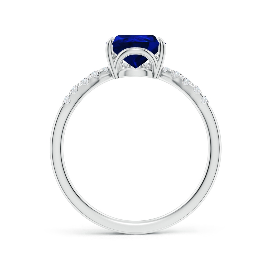 9x7mm Lab-Grown Pear Blue Sapphire and Diamond Chevron Engagement Ring in White Gold - side 199