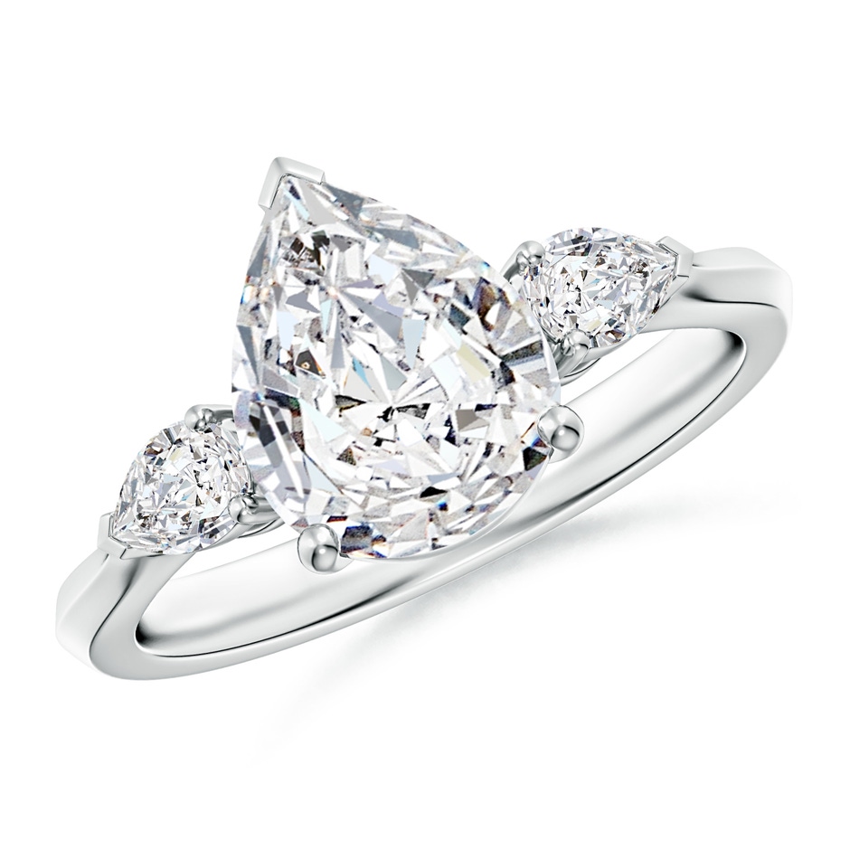 10x8mm HSI2 Pear shape Diamond Three Stone Engagement Ring in P950 Platinum 
