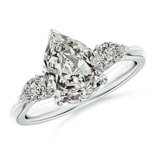 10x8mm KI3 Pear shape Diamond Three Stone Engagement Ring in P950 Platinum