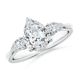 9x7mm GVS2 Pear shape Diamond Three Stone Engagement Ring in P950 Platinum