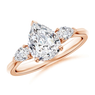 9x7mm HSI2 Pear shape Diamond Three Stone Engagement Ring in 10K Rose Gold