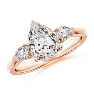 9x7mm IJI1I2 Pear shape Diamond Three Stone Engagement Ring in Rose Gold