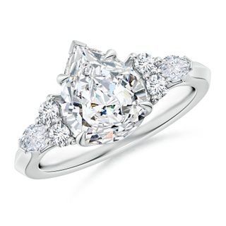 10x8mm GVS2 Pear Shape Diamond Side Stone Engagement Ring with Diamonds in P950 Platinum