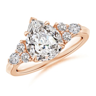 10x8mm IJI1I2 Pear Shape Diamond Side Stone Engagement Ring with Diamonds in 9K Rose Gold