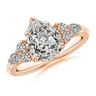 10x8mm KI3 Pear Shape Diamond Side Stone Engagement Ring with Diamonds in 9K Rose Gold